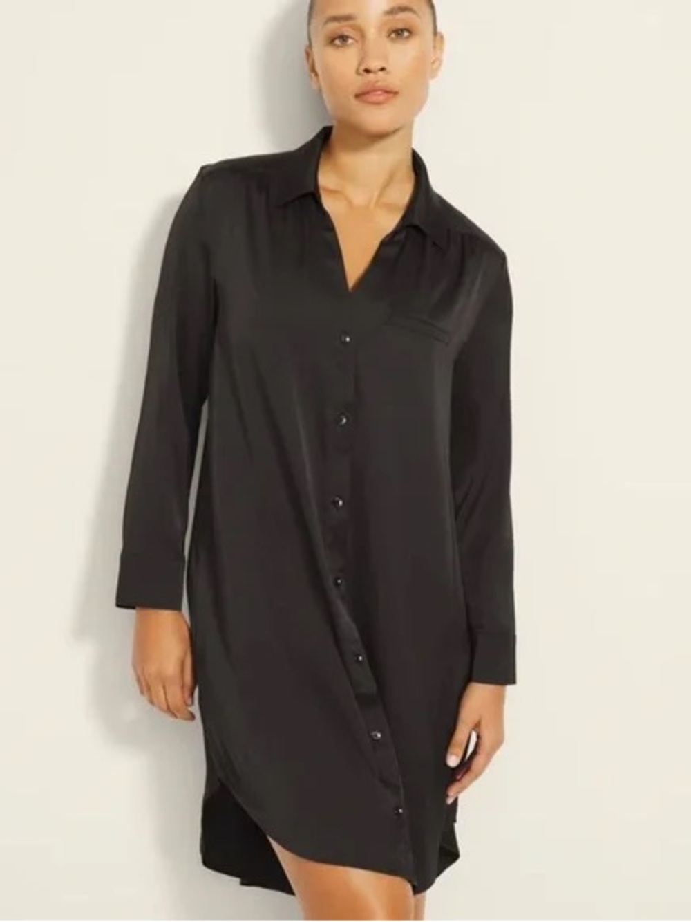 Soma Intimates | Worn Once | Black Button-Front Sleep Shirt Nightgown
